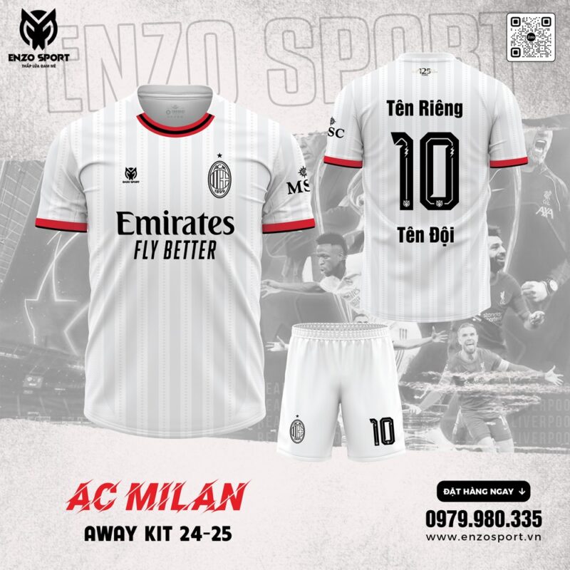 Áo Bóng Đá AC Milan Sân Khách 2024-2025 Màu Trắng