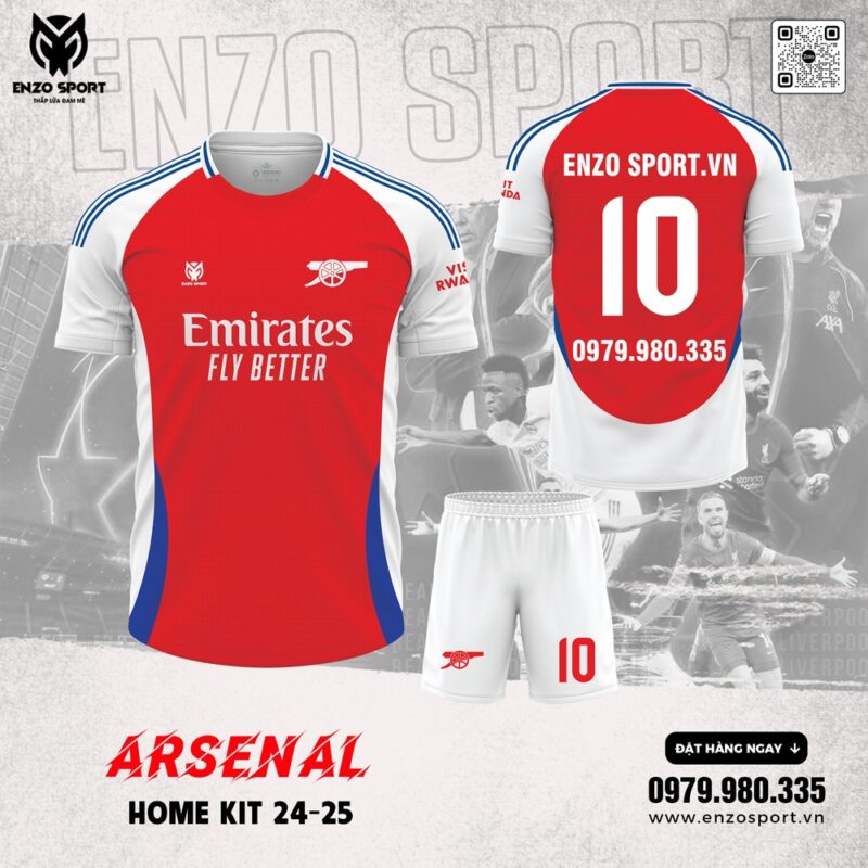Áo Bóng Đá CLB Arsenal Sân Nhà 2024-25 Màu Đỏ