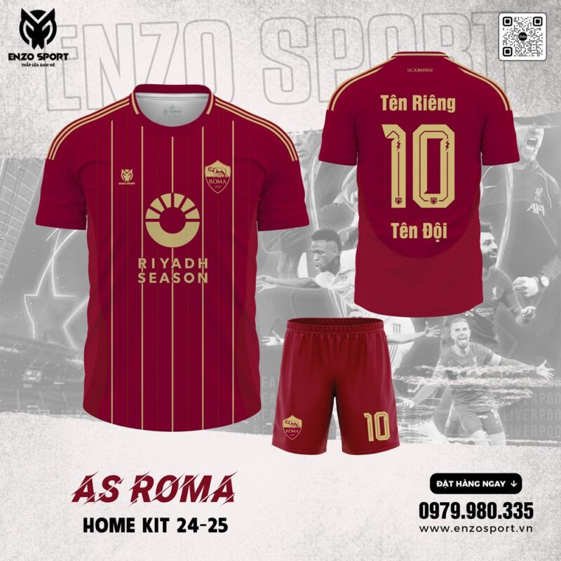 Áo Đấu AS Roma Sân Nhà 2024–2025 Màu Đỏ Đô