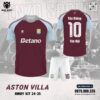Áo Bóng Đá Aston Villa Sân Khách 2025 Màu Đỏ Rượu