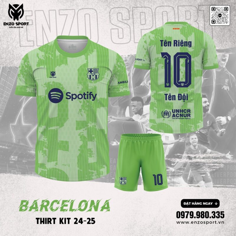 Áo Bóng Đá Barcelona Third Kit 24-25 – Màu Xanh Lá Loang
