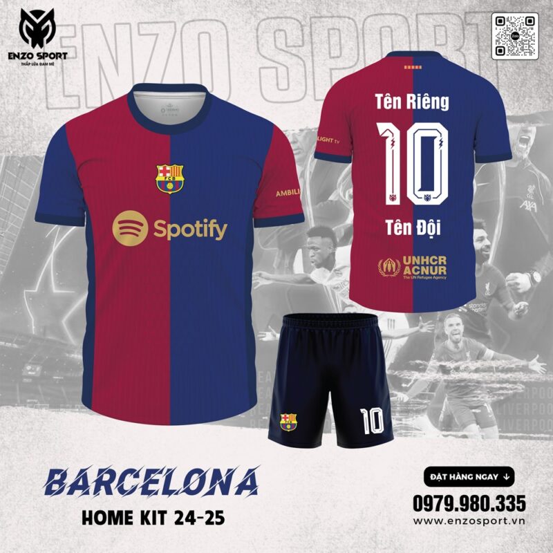 Áo Đấu Barcelona Home Kit 2024-2025 – Phối Màu Tím Than-Đỏ