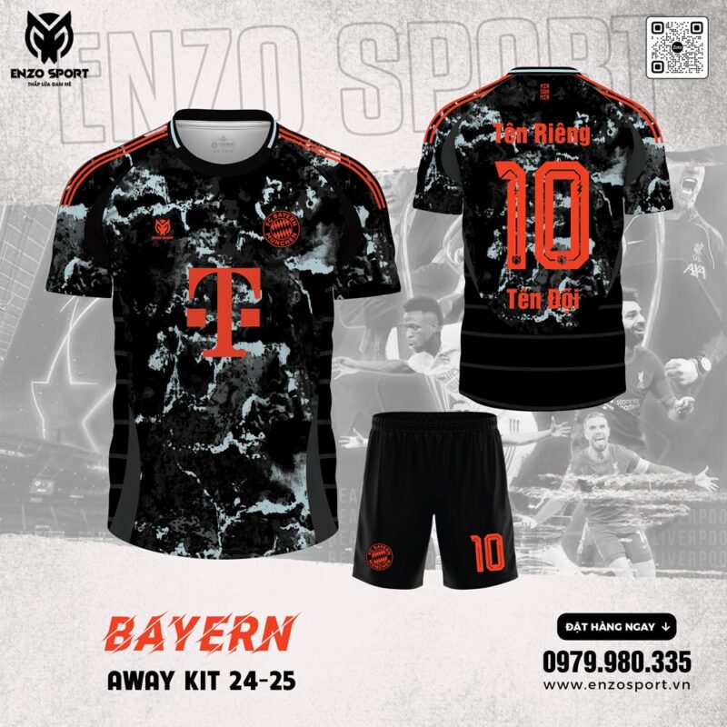 Áo Đấu Bayern Away 24-25 - Họa Tiết Đá Loang Cá Tính