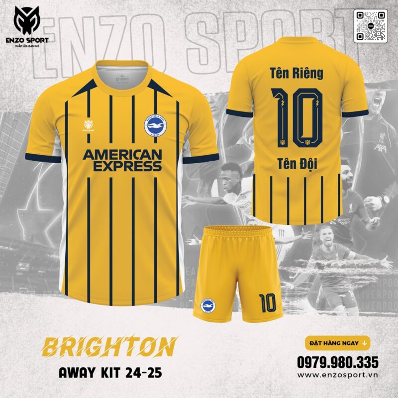 Áo Bóng Đá Brighton Away Kit 2024–2025 Màu Vàng
