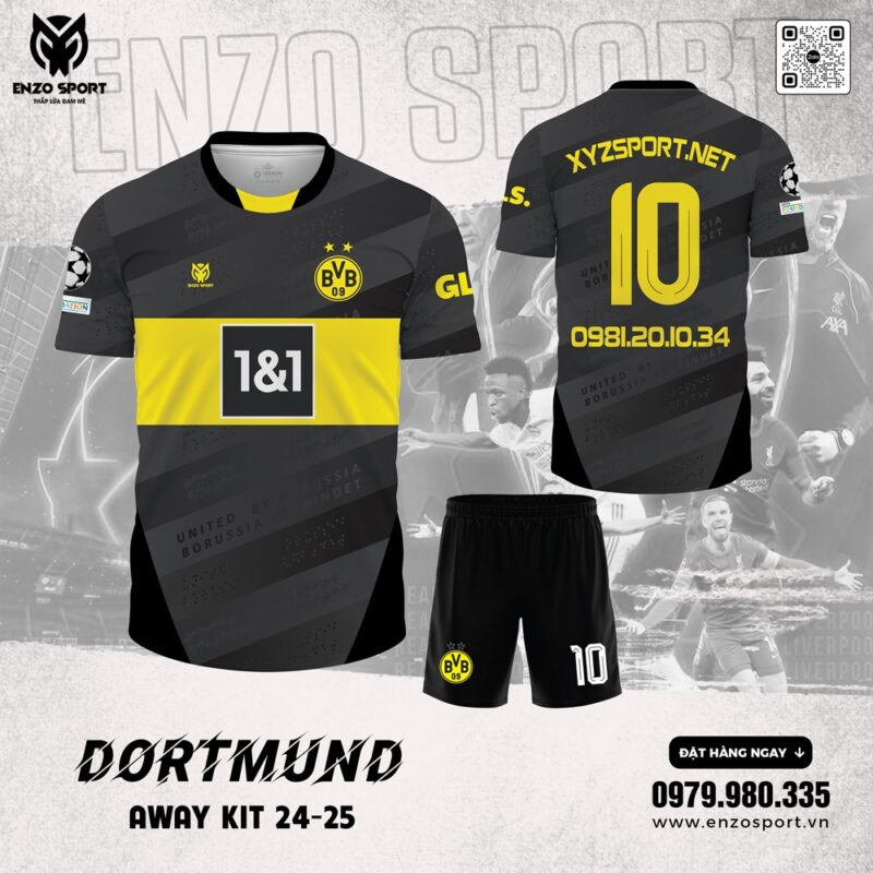 Áo Bóng Đá Dortmund Sân Khách 24-25 Màu Đen