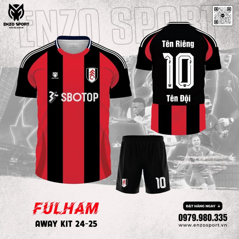 Áo Bóng Đá Fulham Sân Khách 2024-2025 Màu Đỏ Đen