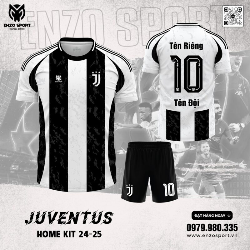 Áo Bóng Đá Juventus Sân Nhà 2024-2025 Màu Trắng Đen
