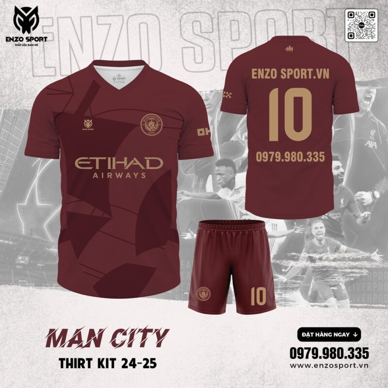 Áo Bóng Đá Man City Third Kit 24-25 Đỏ Đô