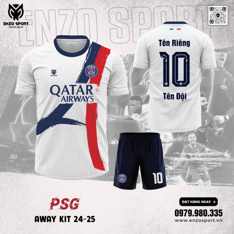 Áo Bóng Đá PSG Away Kit 2024-2025 - Màu Trắng Thanh Lịch