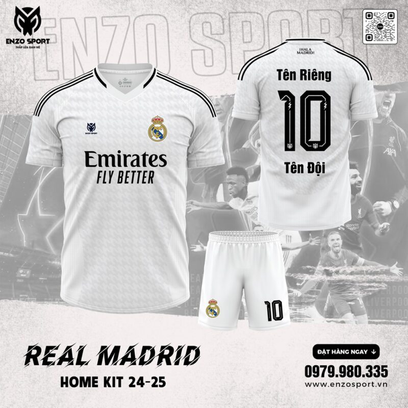 Áo Bóng Đá CLB Real Madrid Sân Nhà 2025 Màu Trắng
