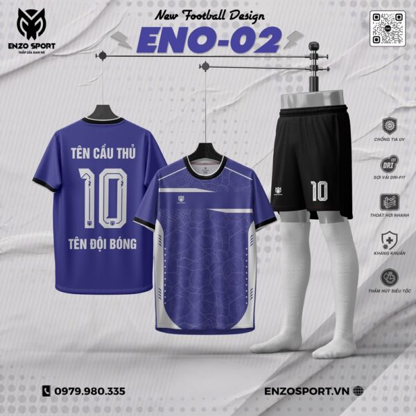 Áo Bóng Đá Không Logo ENO-02 Màu Tím