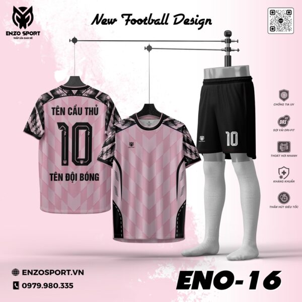 Áo Bóng Đá Không Logo ENO-04 Màu Hồng