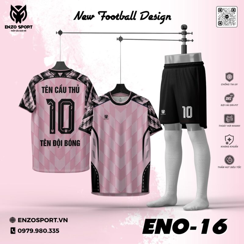 Áo Bóng Đá Không Logo ENO-04 Màu Hồng