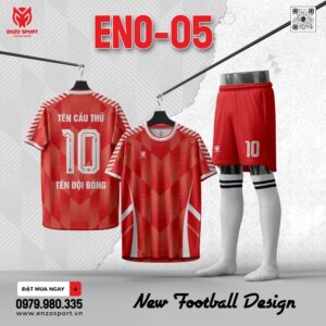 Áo Bóng Đá Không Logo ENO-05 Màu Đỏ