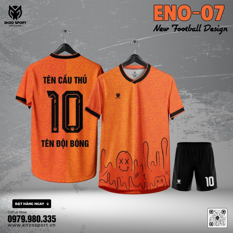Áo Bóng Đá Không Logo ENO-07 Màu Cam