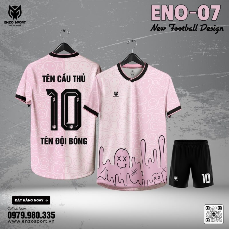 Áo Bóng Đá Không Logo ENO-07 Màu Hồng