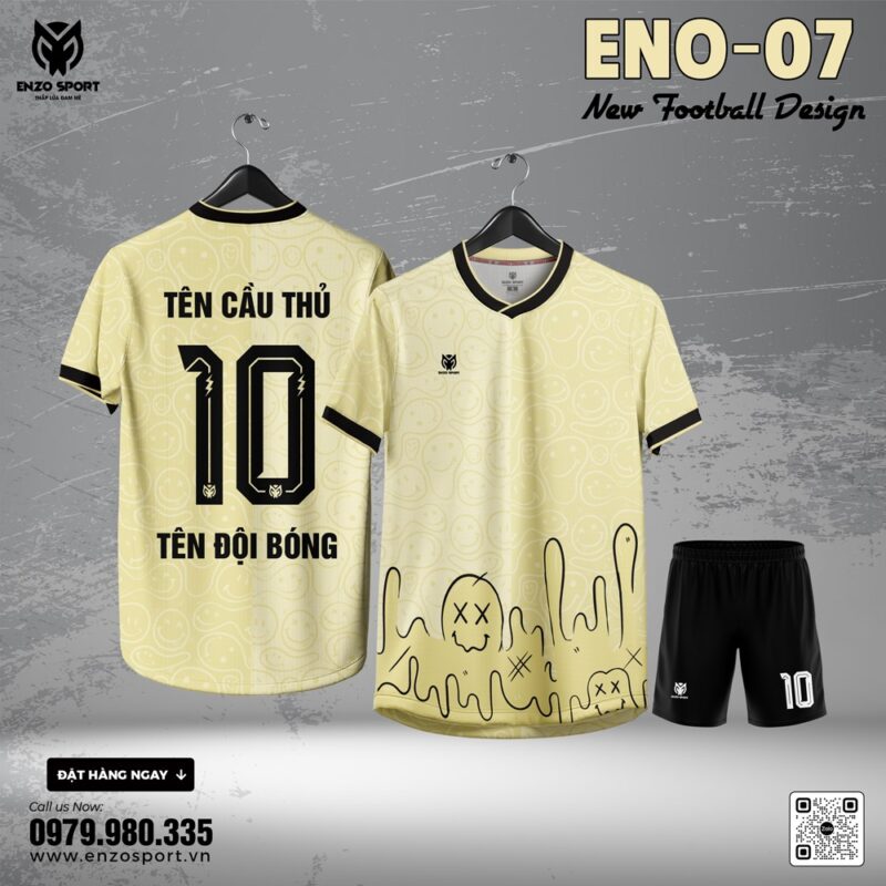 Áo Bóng Đá Không Logo ENO-07 Màu Kem