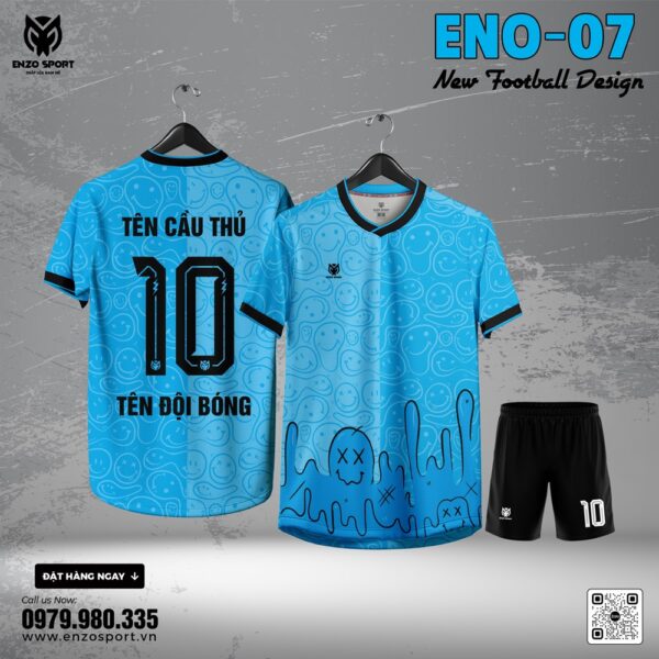 Áo Bóng Đá Không Logo ENO-07 Màu Xanh Dương