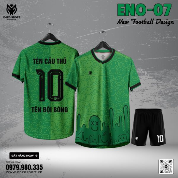 Áo Bóng Đá Không Logo ENO-07 Màu Xanh Lá
