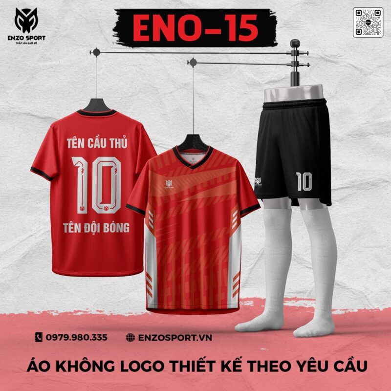 Áo Bóng Đá Không Logo ENO-15 Màu Đỏ