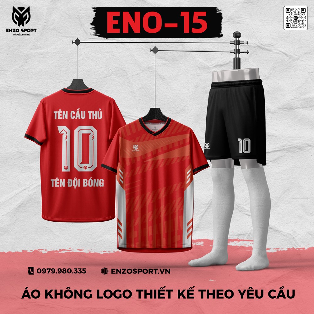 Áo Bóng Đá Không Logo ENO-15 Màu Đỏ