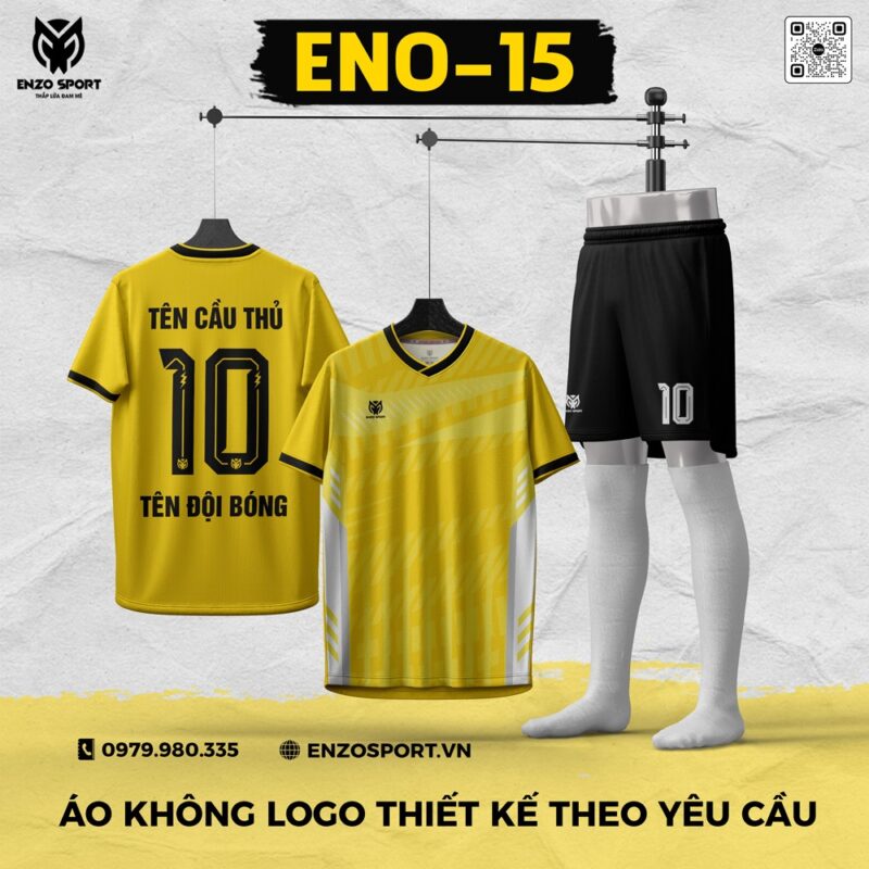 Áo Bóng Đá Không Logo ENO-15 Màu Vàng