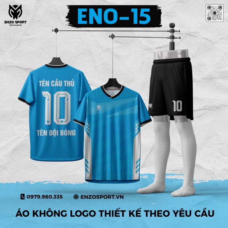 Áo Bóng Đá Không Logo ENO-15 Màu Xanh Dương