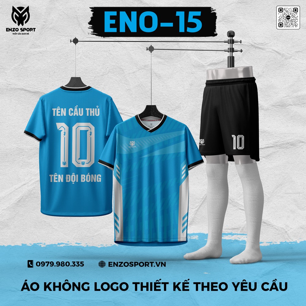 Áo Bóng Đá Không Logo ENO-15 Màu Xanh Dương
