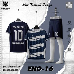 Áo Bóng Đá Không Logo ENO-16 Màu Xanh Than