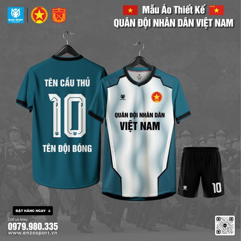 Áo Bóng Đá Thiết Kế Xanh- Phong Cách Quân Đội