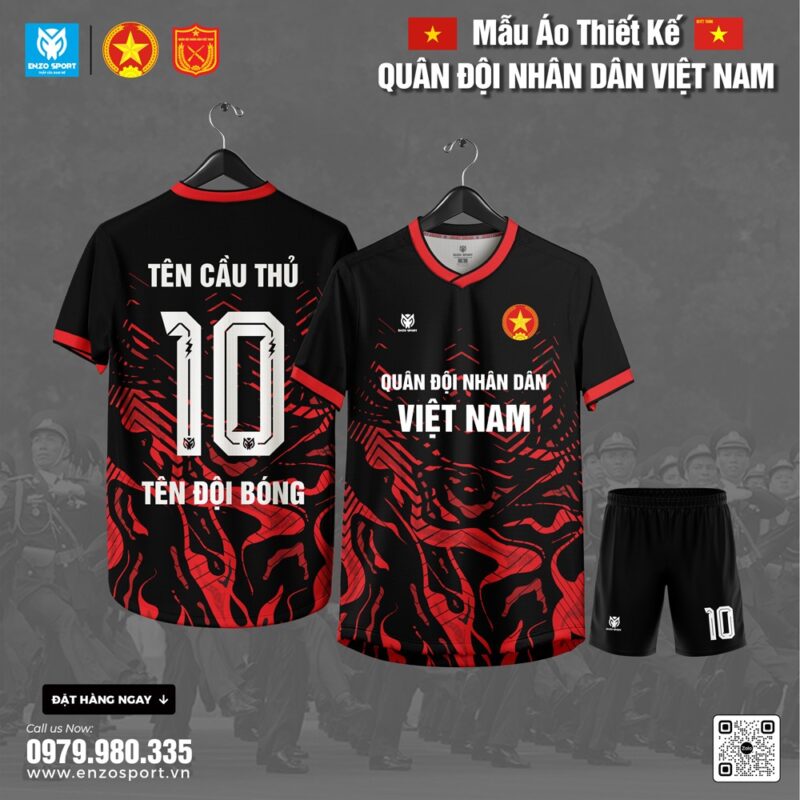 Áo Thể Thao Quân Đội Nhân Dân Việt Nam - Màu Đen Đỏ
