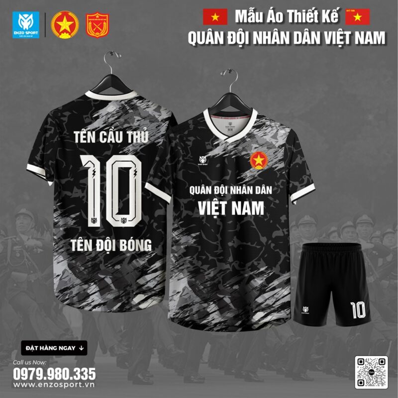 Áo Bóng Đá Quân Đội – Đen Rằn Ri