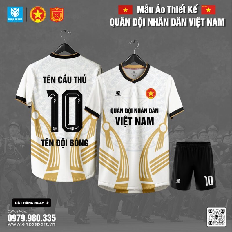 Áo Thể Thao Quân Đội Nhân Dân Việt Nam - Trắng Vàng Mạnh Mẽ