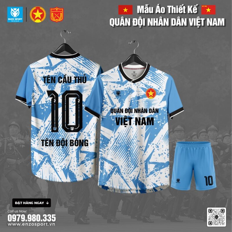 Áo Thể Thao Quân Đội Việt Nam - Màu Trắng Xanh Năng Động