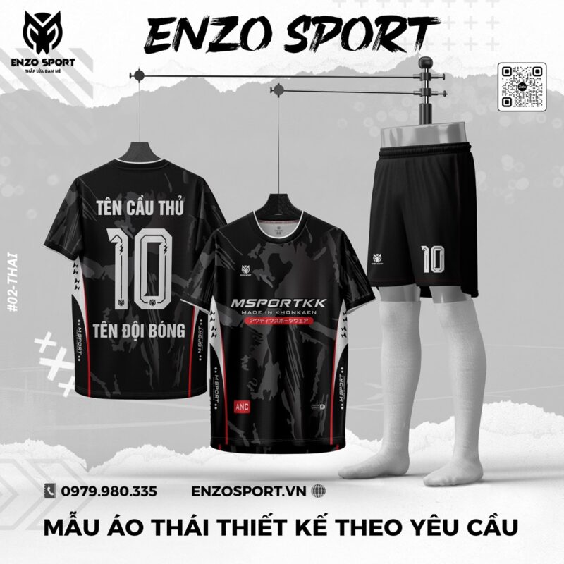 Áo Bóng Đá Thiết Kế Enzo Sport - Màu Đen Rằn Ri Cá Tính