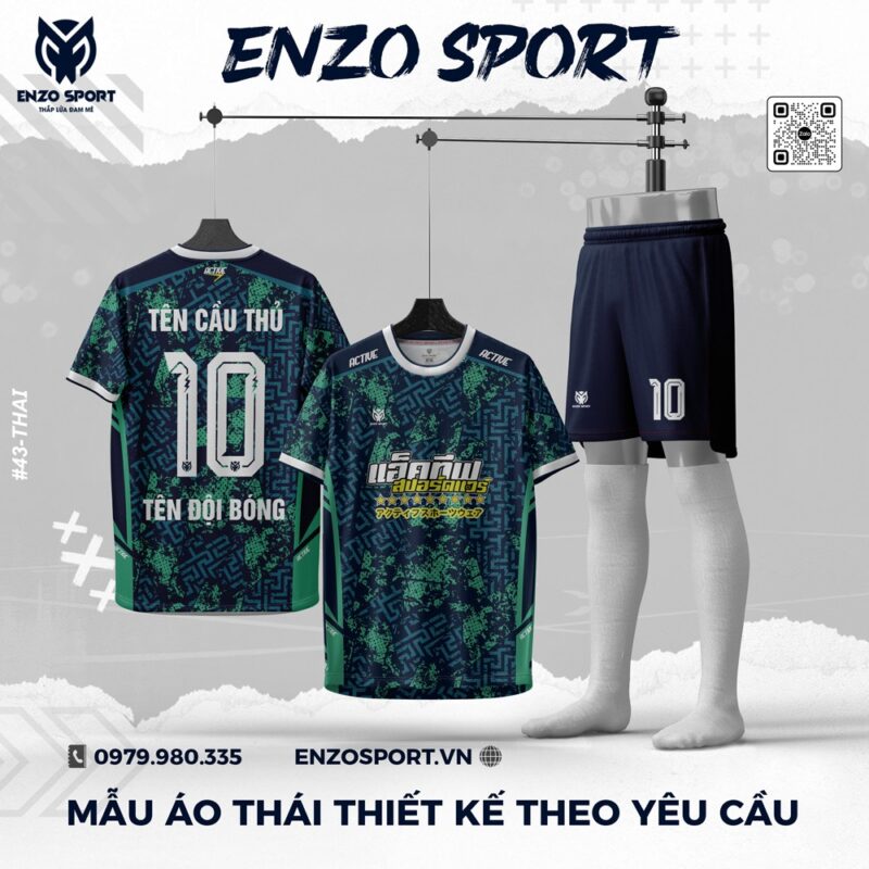 Áo Bóng Đá Xanh Két Phối Tím Than – Đột Phá Từ Enzo Sport