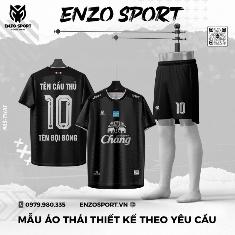 Áo Bóng Đá Thái Lan Màu Đen Thiết Kế Theo Yêu Cầu