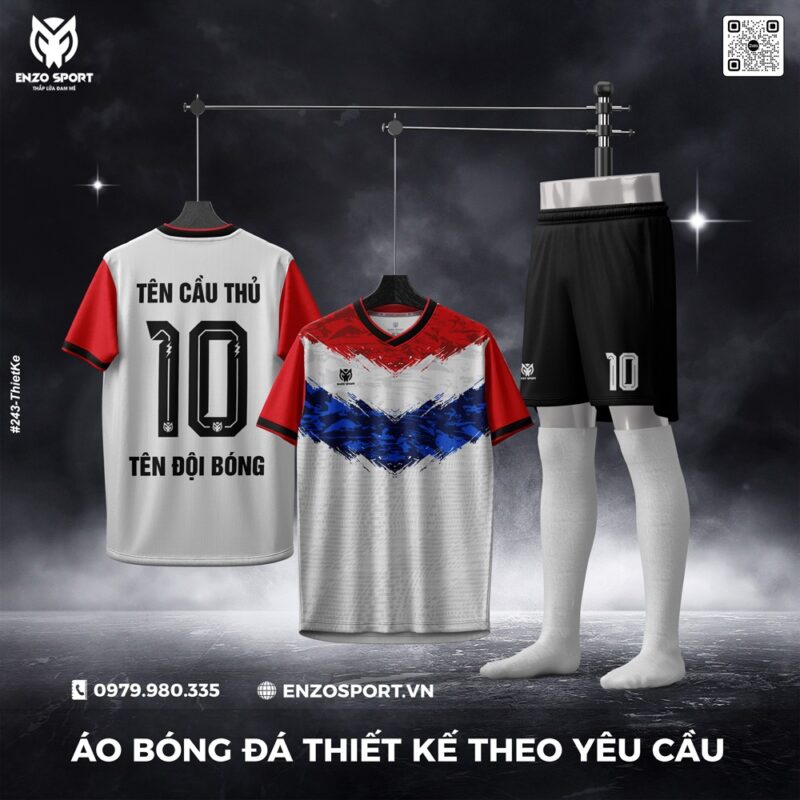 Áo Bóng Đá Thiết Kế Theo Yêu Cầu Màu Trắng Đỏ - Mạnh Mẽ Và Cá Tính