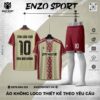 Áo Bóng Đá Không Logo ENO-16 Màu Kem Phối Đỏ