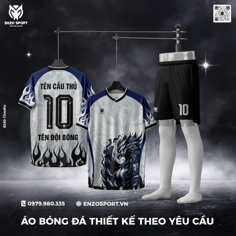 Áo Bóng Đá Thiết Kế Màu Trắng Xám Phượng Hoàng