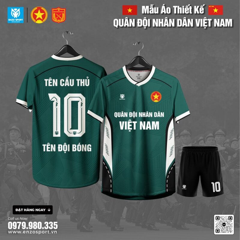 Áo Thể Thao Thiết Kế Quân Đội Nhân Dân Việt Nam Màu Xanh