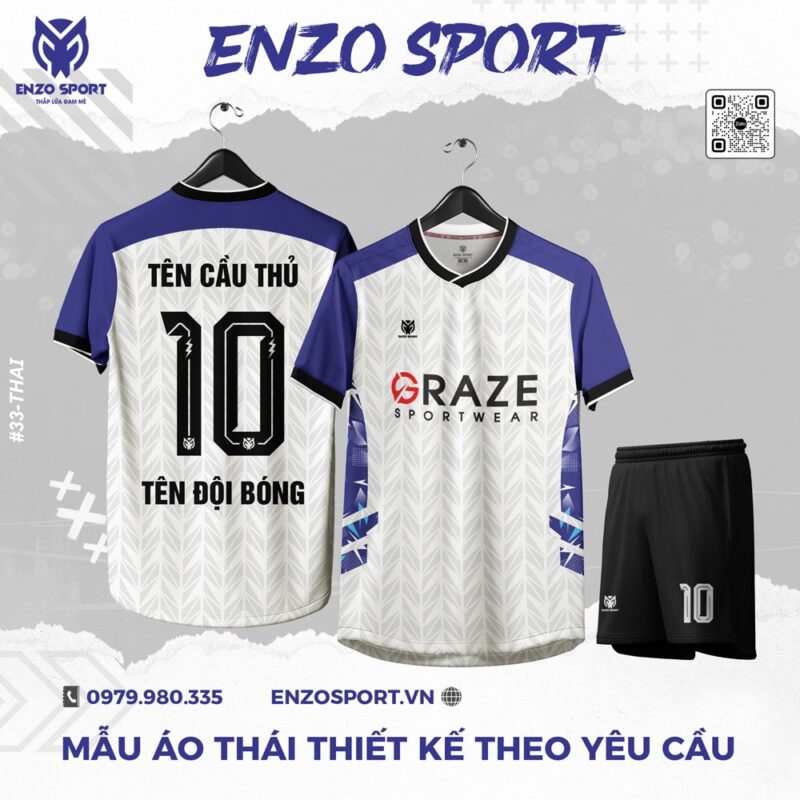 Áo Thể Thao Thiết Kế Trắng Phối Tím – Độc Quyền ENZO SPORT