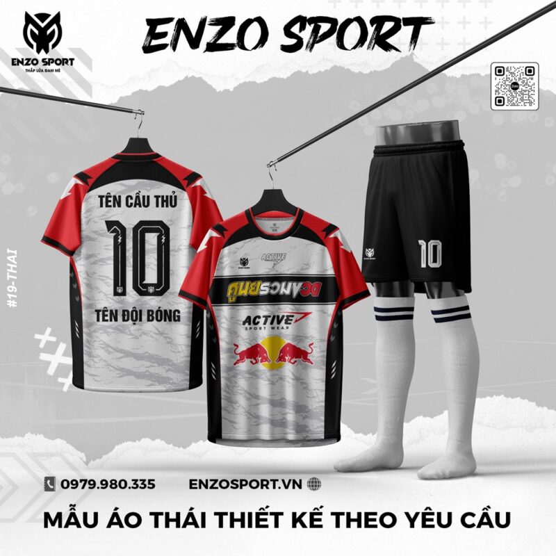 Bộ Quần Áo Thể Thao Màu Xám Đỏ Phong Cách Thái Lan