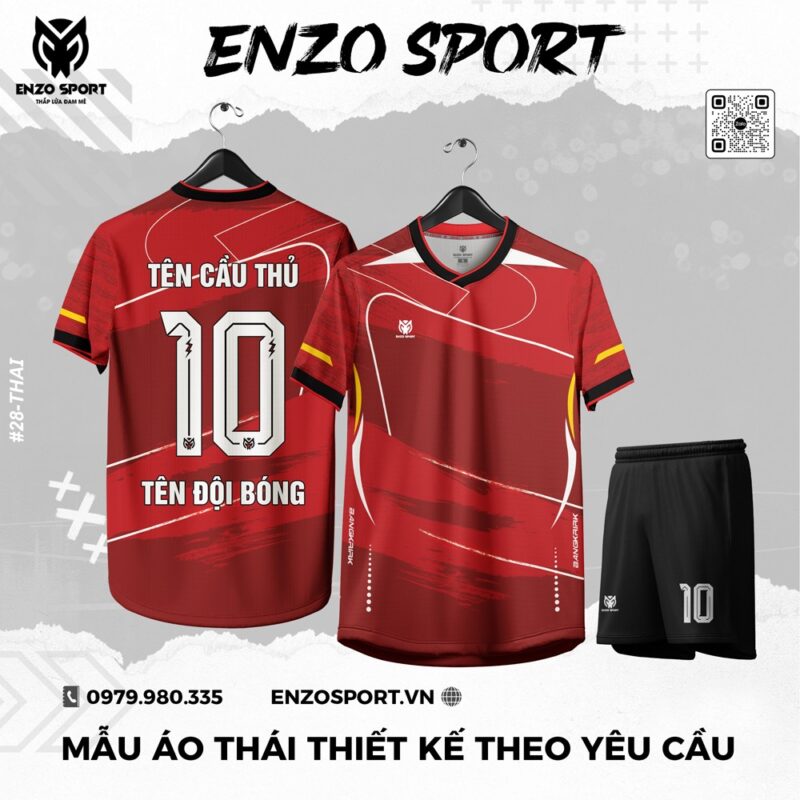 Áo Đá Bóng Thiết Kế Theo Yêu Cầu Màu Đỏ Đô - Enzo Sport