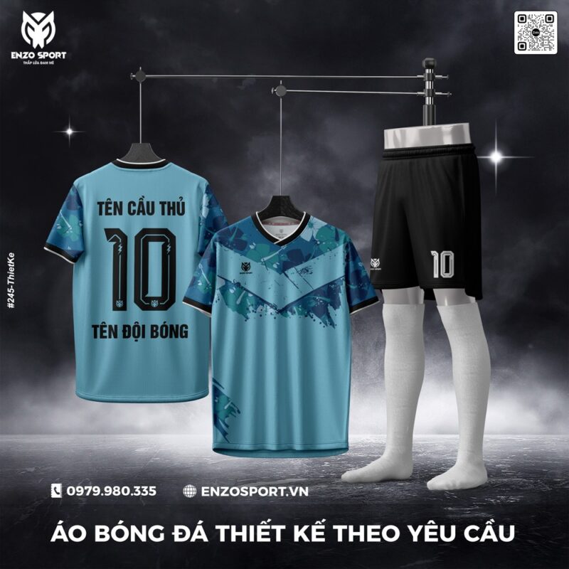 Áo Bóng Đá Thiết Kế Enzo Màu Xanh Dương Nhạt – Năng Động Và Hiện Đại