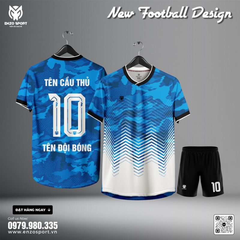 Quần Áo Bóng Đá Xanh Dương Camo - Thiết Kế Cá Tính