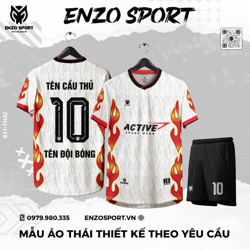 Áo Bóng Đá Thiết Kế Theo Yêu Cầu Màu Trắng - Enzo Sport