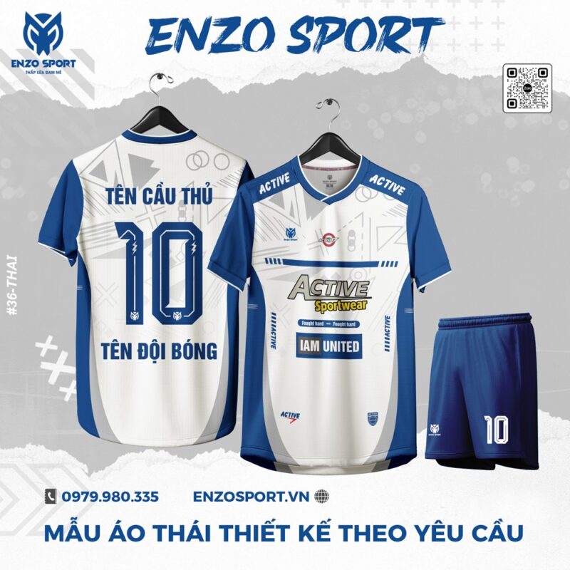 Áo Bóng Đá Thiết Kế Trắng Xanh Bích - Cá Tính