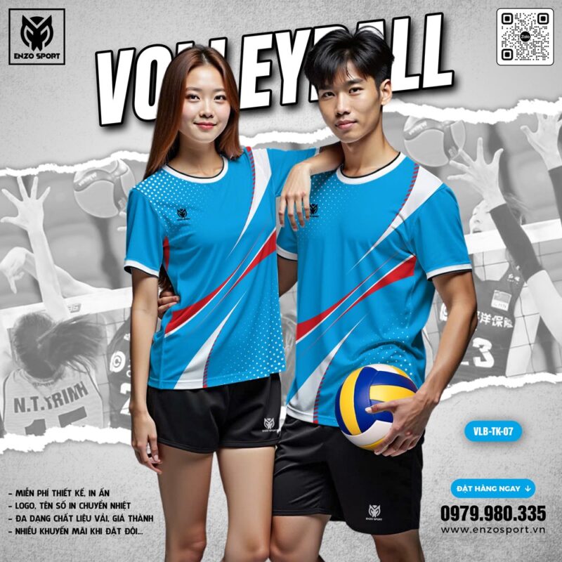 Áo Bóng Chuyền Xanh Dương Năng Động Enzo Sport VLB-TK-07