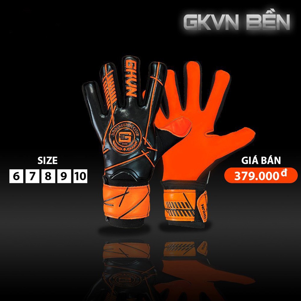 Găng Tay Thủ Môn GKVN Màu Đen – Cam Neon Chất Lượng Cao